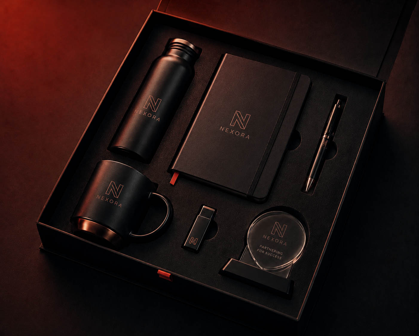 Corporate gift set branding mockup