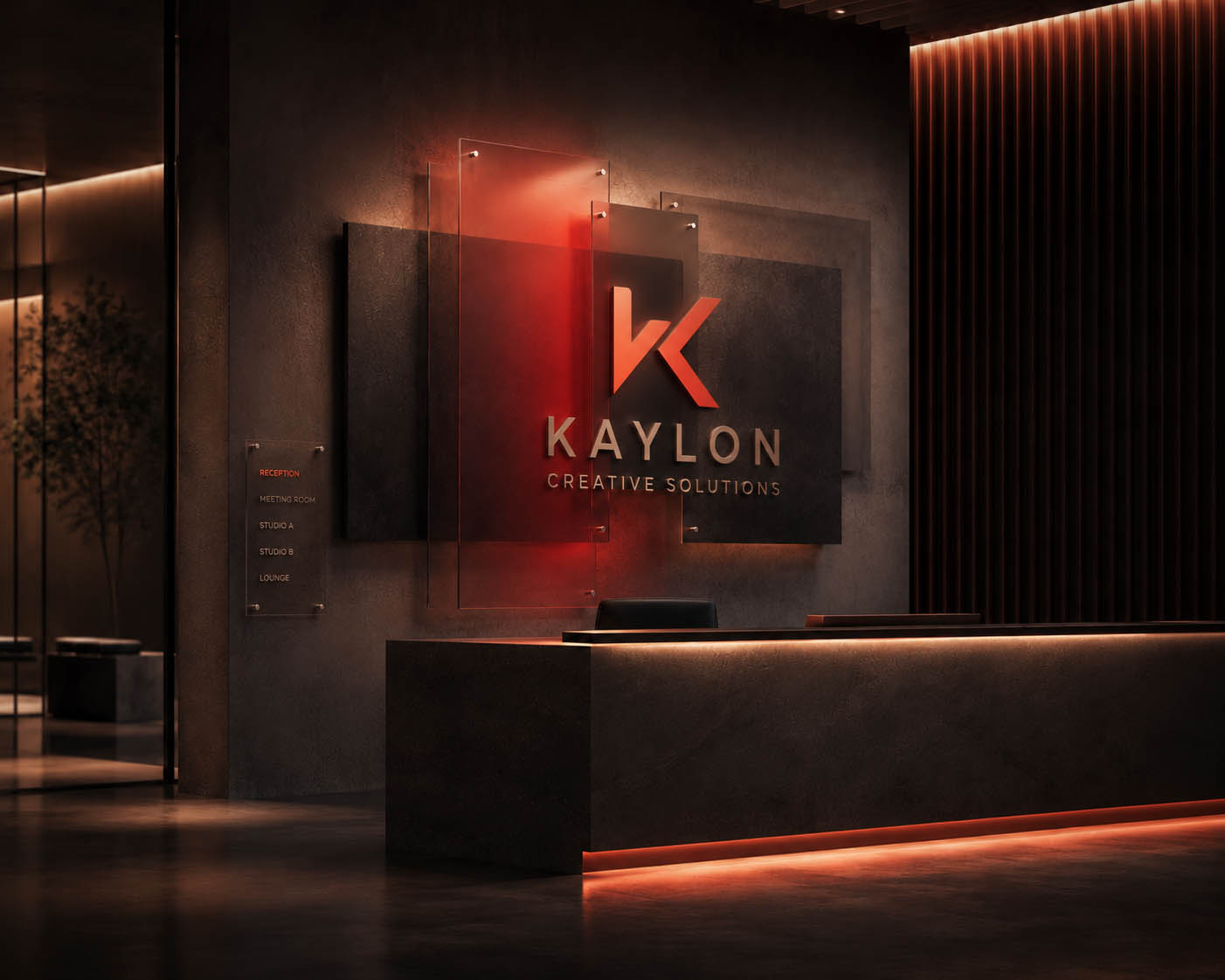 Interior signage and acrylic branding display mockup