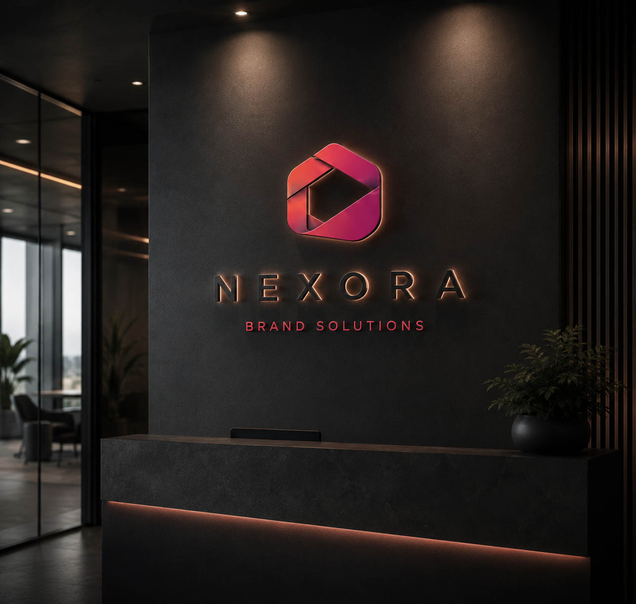 3D wall signage and interior branding mockup