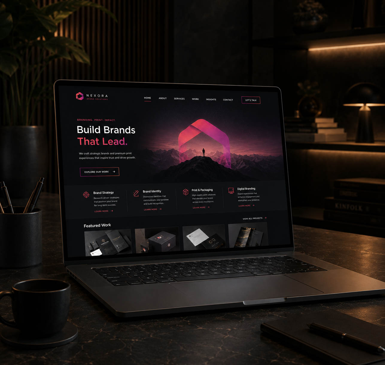 Business website and landing page design mockup